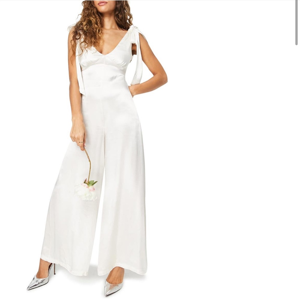 Topshop bridal tie shoulder palazzo jumpsuit
